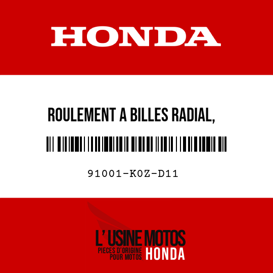 image de 91001-K0Z-D11 ROULEMENT A BILLES RADIAL, 32X76X175