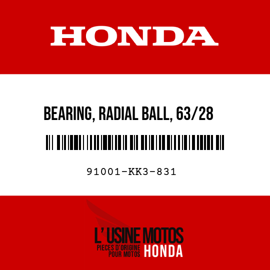image de 91001-KK3-831 BEARING, RADIAL BALL, 63/28