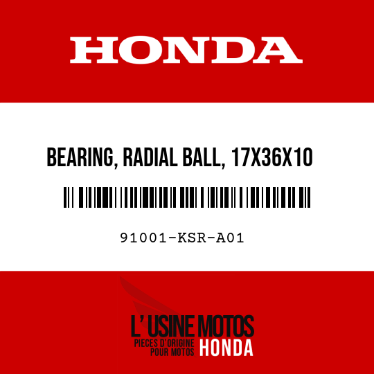 image de 91001-KSR-A01 BEARING, RADIAL BALL, 17X36X10