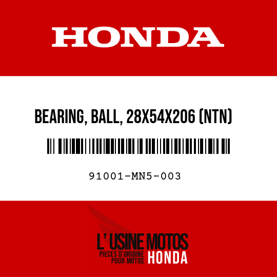 image de 91001-MN5-003 BEARING, BALL, 28X54X206 (NTN)