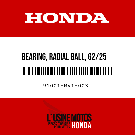 image de 91001-MV1-003 BEARING, RADIAL BALL, 62/25
