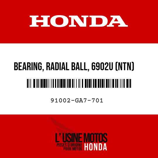 image de 91002-GA7-701 BEARING, RADIAL BALL, 6902U (NTN)