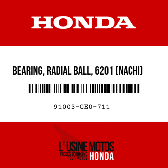 image de 91003-GE0-711 BEARING, RADIAL BALL, 6201 (NACHI)