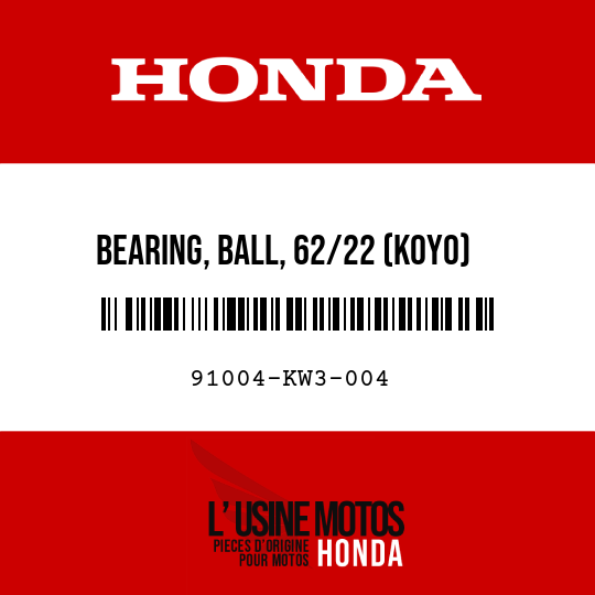 image de 91004-KW3-004 BEARING, BALL, 62/22 (KOYO)