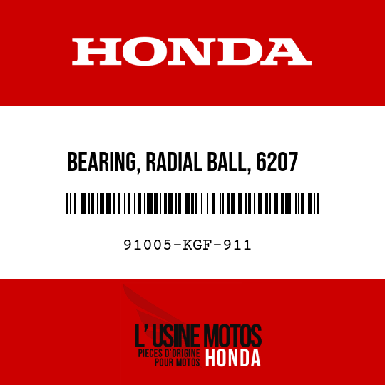 image de 91005-KGF-911 BEARING, RADIAL BALL, 6207