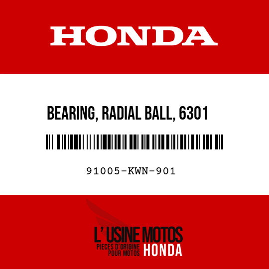image de 91005-KWN-901 BEARING, RADIAL BALL, 6301
