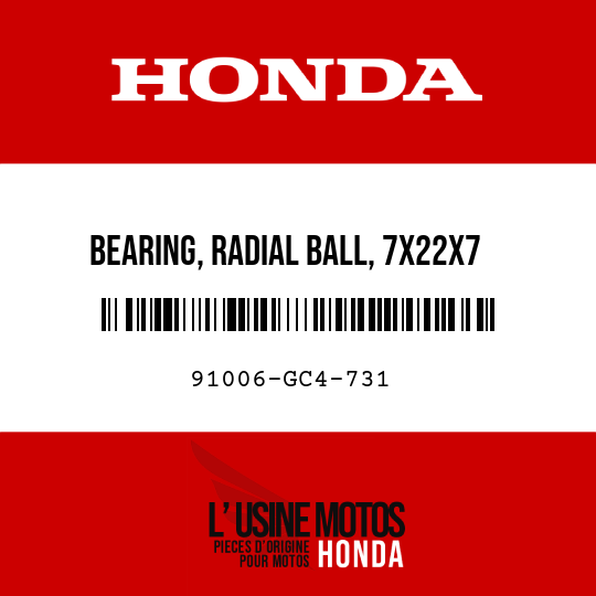 image de 91006-GC4-731 BEARING, RADIAL BALL, 7X22X7