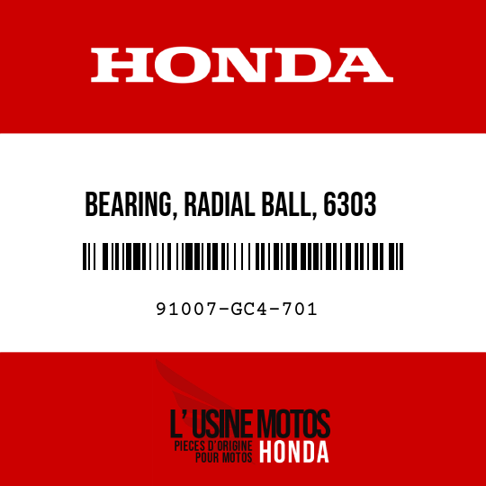 image de 91007-GC4-701 BEARING, RADIAL BALL, 6303