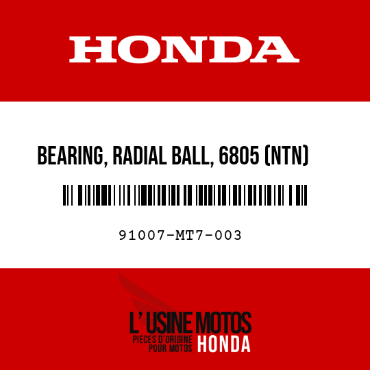 image de 91007-MT7-003 BEARING, RADIAL BALL, 6805 (NTN)