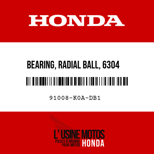 image de 91008-K0A-DB1 BEARING, RADIAL BALL, 6304