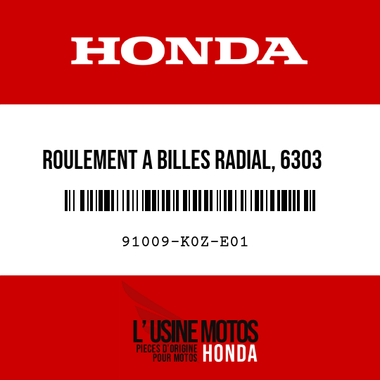 image de 91009-K0Z-E01 ROULEMENT A BILLES RADIAL, 6303