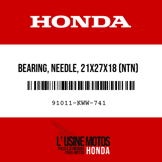 image de 91011-KWW-741 BEARING, NEEDLE, 21X27X18 (NTN)