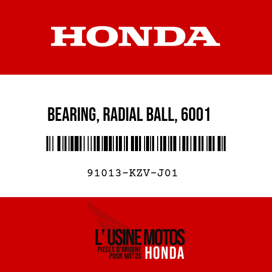 image de 91013-KZV-J01 BEARING, RADIAL BALL, 6001