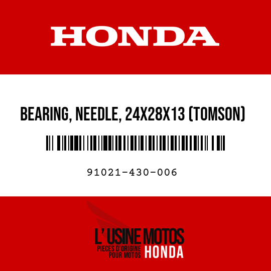 image de 91021-430-006 BEARING, NEEDLE, 24X28X13 (TOMSON)