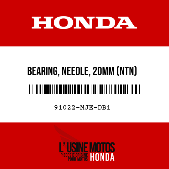 image de 91022-MJE-DB1 BEARING, NEEDLE, 20MM (NTN)