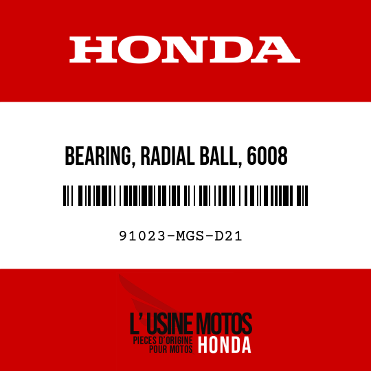image de 91023-MGS-D21 BEARING, RADIAL BALL, 6008