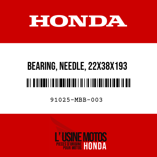 image de 91025-MBB-003 BEARING, NEEDLE, 22X38X193