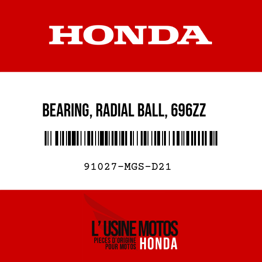 image de 91027-MGS-D21 BEARING, RADIAL BALL, 696ZZ