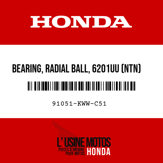image de 91051-KWW-C51 BEARING, RADIAL BALL, 6201UU (NTN)
