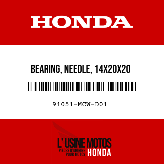 image de 91051-MCW-D01 BEARING, NEEDLE, 14X20X20