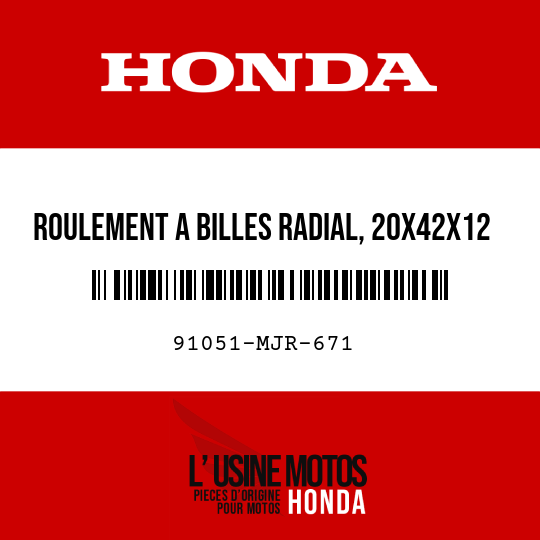 image de 91051-MJR-671 ROULEMENT A BILLES RADIAL, 20X42X12