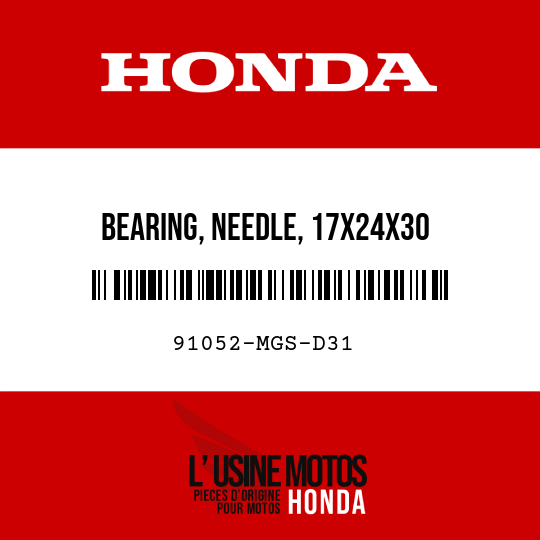 image de 91052-MGS-D31 BEARING, NEEDLE, 17X24X30