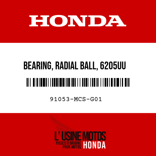 image de 91053-MCS-G01 BEARING, RADIAL BALL, 6205UU