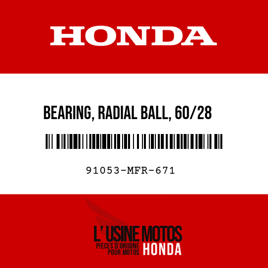 image de 91053-MFR-671 BEARING, RADIAL BALL, 60/28
