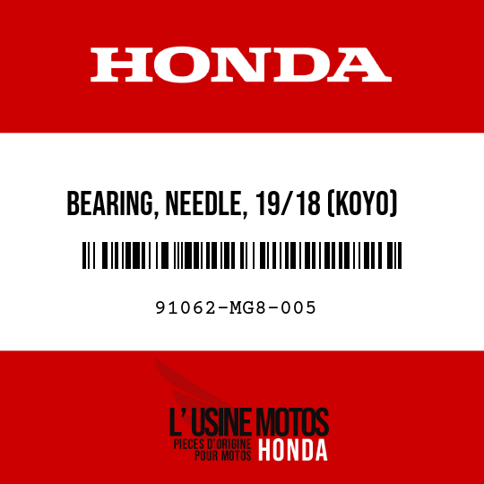 image de 91062-MG8-005 BEARING, NEEDLE, 19/18 (KOYO)
