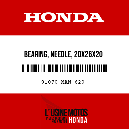 image de 91070-MAN-620 BEARING, NEEDLE, 20X26X20