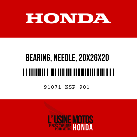 image de 91071-KSP-901 BEARING, NEEDLE, 20X26X20