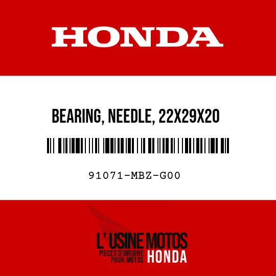image de 91071-MBZ-G00 BEARING, NEEDLE, 22X29X20