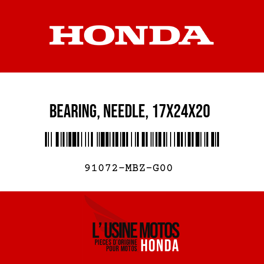 image de 91072-MBZ-G00 BEARING, NEEDLE, 17X24X20
