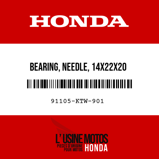 image de 91105-KTW-901 BEARING, NEEDLE, 14X22X20