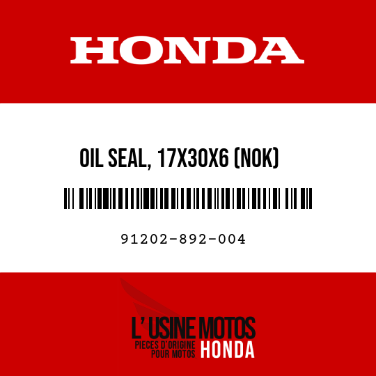 image de 91202-892-004 OIL SEAL, 17X30X6 (NOK)