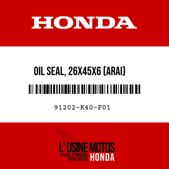 image de 91202-K40-F01 OIL SEAL, 26X45X6 (ARAI)