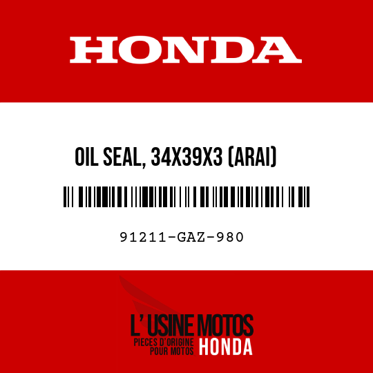 image de 91211-GAZ-980 OIL SEAL, 34X39X3 (ARAI)