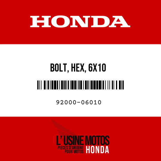 image de 92000-06010 BOLT, HEX, 6X10