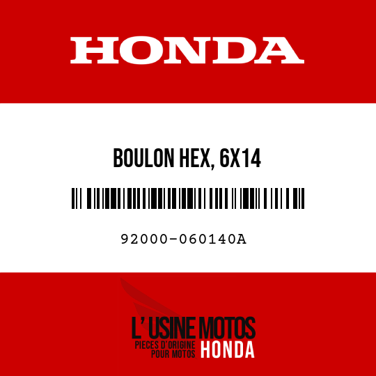 image de 92000-060140A BOULON HEX, 6X14