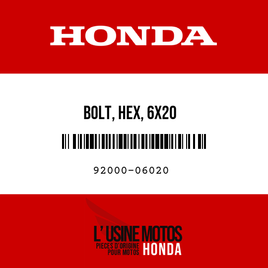 image de 92000-06020 BOLT, HEX, 6X20