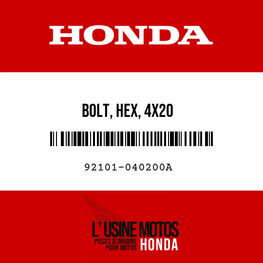 image de 92101-040200A BOLT, HEX, 4X20
