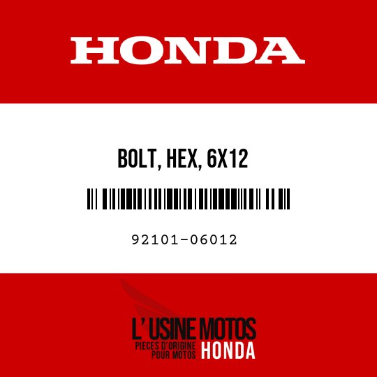image de 92101-06012 BOLT, HEX, 6X12