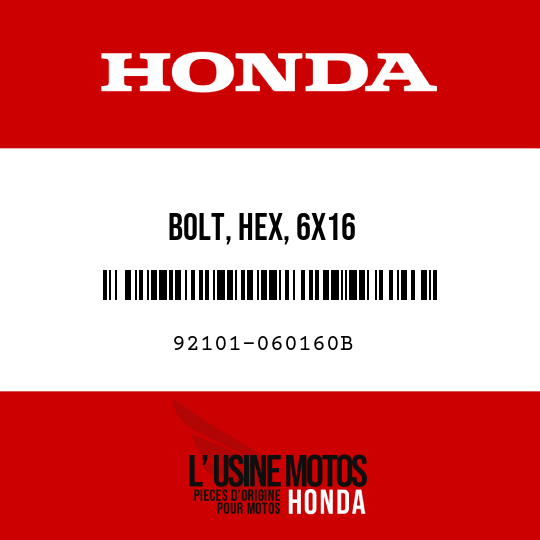image de 92101-060160B BOLT, HEX, 6X16