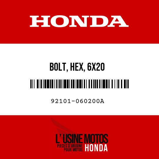 image de 92101-060200A BOLT, HEX, 6X20