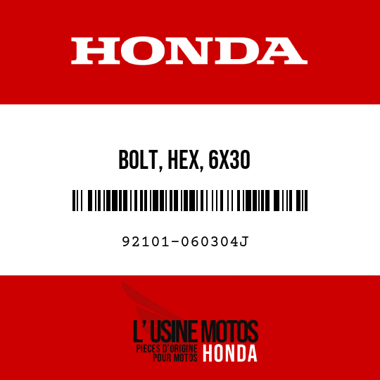 image de 92101-060304J BOLT, HEX, 6X30