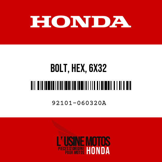 image de 92101-060320A BOLT, HEX, 6X32