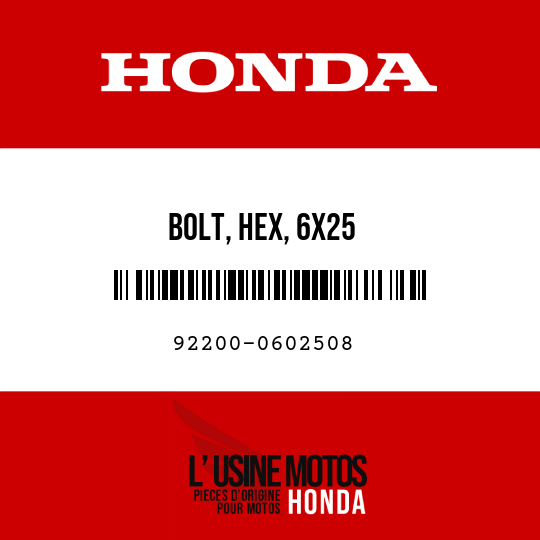 image de 92200-0602508 BOLT, HEX, 6X25