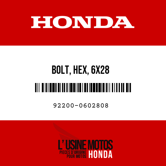 image de 92200-0602808 BOLT, HEX, 6X28