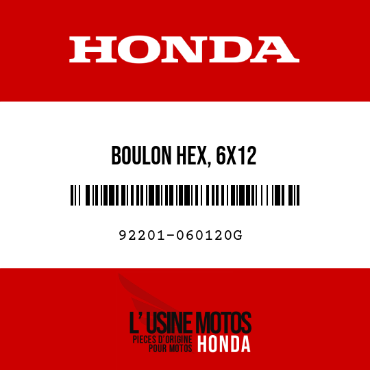 image de 92201-060120G BOULON HEX, 6X12