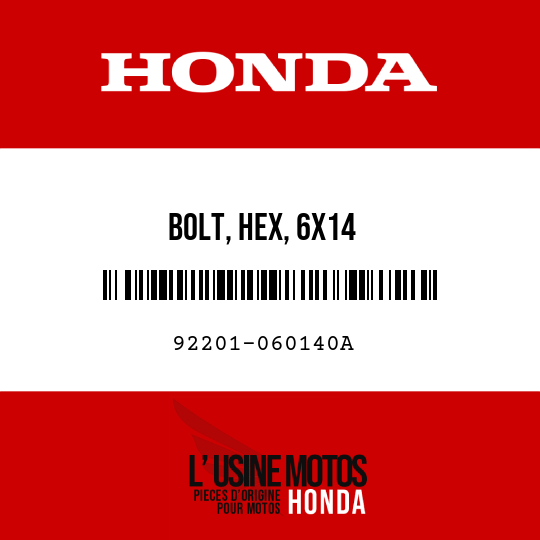 image de 92201-060140A BOLT, HEX, 6X14